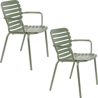 Produktbild von Zuiver Vondel Gartenstuhl mit Armlehne Grün - 2 er Set