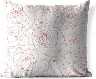 Produktbild von MuchoWow® Outdoor Kissen - Ein Blumenmuster Illustration von rosa Rosen - 45x45 cm - Wetterfest - Lounge Kissen - Fotokissen - Dekoratives Kissen