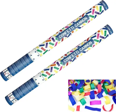 Zdjęcie produktu dla Armatka konfetti - strzelająca - 60cm - kolorowy mix papieru - 2 szt