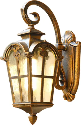 Produktbild von Gartenlampe Außenleuchte Außenwandleuchte BD-2 in antikem Look, Aluguß in Braun/Gold, Echtglas-Scheiben Retro/Vintage E27-Fassung (BD-2)