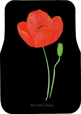 Produktbild von Mr. & Mrs. Panda Fußmatte Auto Blume Mohnblume - Schwarz - Geschenk, Glaube, Respekt, Teppich, Religion, Mohn, Automatte, Auto-Fußmatte, Motivation, Garten, Schutzmatte