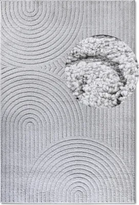 Zdjęcie produktu dla Dywan pluszowy do salonu 200x280cm, jasno szary nowoczesny wzór boho 3D