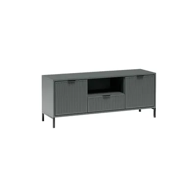 Produktbild von TV-Schrank TV-Lowboard LINNA LS-3 – Geriffelte 2 Türen und 1 Schublade, B:135 cm Farbe: Green Stone