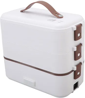 Image de Boîte à repas électrique 300 W, 1,2 L, 3 compartiments, en acier inoxydable, portable