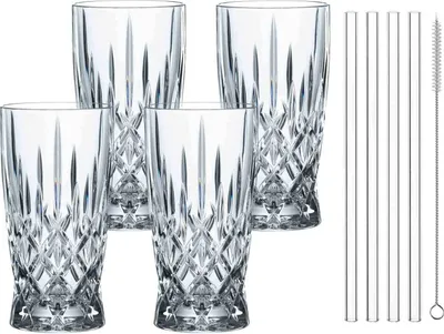 Zdjęcie produktu dla Komplet szklanek do latte 350 ml z rurkami 4 szt.
