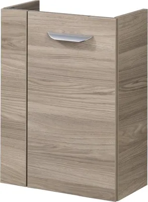 Produktbild von Fackelmann LUXOR Waschbeckenunterschrank schmal Unterschrank für Waschtisch im Gäste-WC (44 cm x 60 cm x 24,3 cm) Türanschlag rechts SBC Badezimmerschrank hängend in Braun hell