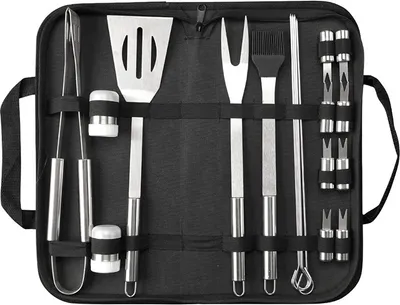 Immagine prodotto di INF Set di 19 utensili per barbecue con borsa
