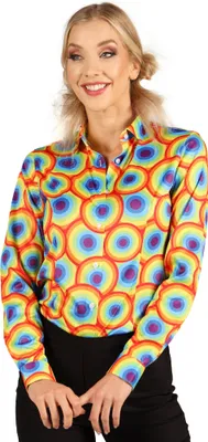 Produktbild von 70er Bluse Rainbow Dots - Karneval Fasching Größe: M