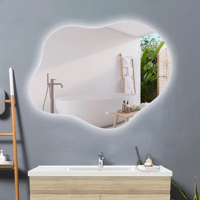 Produktbild von LED Badspiegel Wolke 100x66cm Beschlagfrei 3 Lichtfarbe Dimmbar Speicherfunktion Badezimmerspiegel mit Touch/Wandschalter