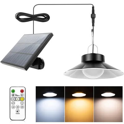 Obrázek produktu pro Solární lampa pro vnitřní i venkovní použití, 3 teploty světla, 6 úrovní jasu, vodotěsná (IP65), kabel o délce 5 metrů
