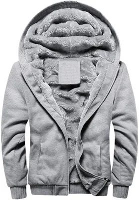 Produktbild von ASKSA Pánská tepláková bunda Krátký kabát Elegantní tlustá mikina s dlouhým rukávem, šedá, M