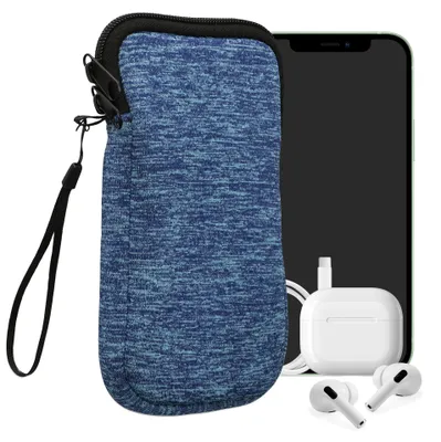 Produktbild von kwmobile Neopren Handytasche für Smartphones XXL - 7" - Handy Tasche mit Reißverschluss - Handyhülle universal Meerblau Hellblau
