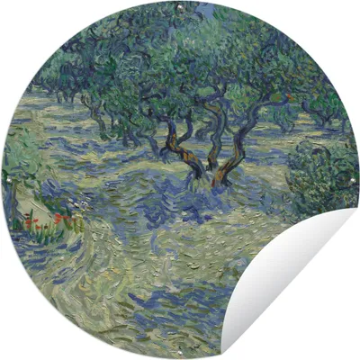 Produktbild von MuchoWow® Gartenposter Outdoor-Poster Rund Der Olivenhain - Vincent van Gogh Ø 90 cm Gartendeko Rundes Poster draußen