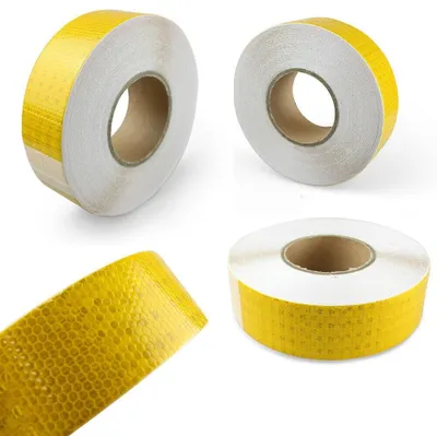 Immagine prodotto di Foglio riflettente Foglio riflettente Nastro riflettente Autoadesivo Cartello di avvertimento Giallo 15М x 5CM