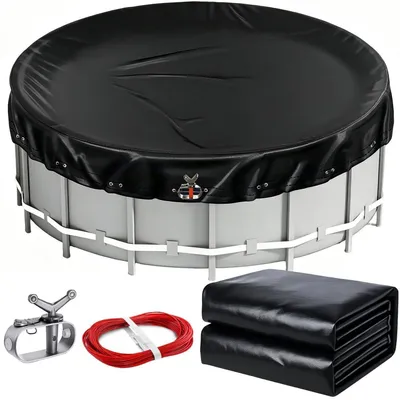 Immagine prodotto di Copertura per piscina, rotonda, diametro 420-460 cm, telo solare in PE, 200 g/m², colore nero