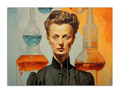 Produktbild von Wallario Herdabdeckplatte aus Glas, Größe 70 x 52 cm 2-teilig, Motiv Visionäre Chemikerin