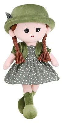 Obrázok produktu pre Roztomilá plyšová bábika pre dievčatá, mäkká látková bábika, plyšová hračka pre malé deti, bábika, ragdoll, princezná. Ideálna ako darček k narodeniu alebo krstín – zelená, 35 cm