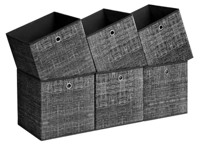 Obrázek produktu pro Sada 6 úložných boxů – smíšená černá barva – 33 x 33 x 33 cm