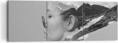 Produktbild von Bild auf Leinwand - Leinwandbild - 3 Teile - Frau modern schwarz und weiß - 120x40cm - Wand Bild - Wanddeko - Wandbilder - Leinwanddruck - Bilder - Wanddekoration - Leinwand bilder - CA120x40-4571