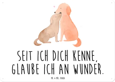 Produktbild von Mr. & Mrs. Panda Wandbild Hunde Liebe DIN A3 - Weiß - Geschenk, Blechschild, Herz, Dekoschild, Sprüche, Optimitisch, Hund, Vierbeiner, Kuscheln, tafel, Schild, Metallbild