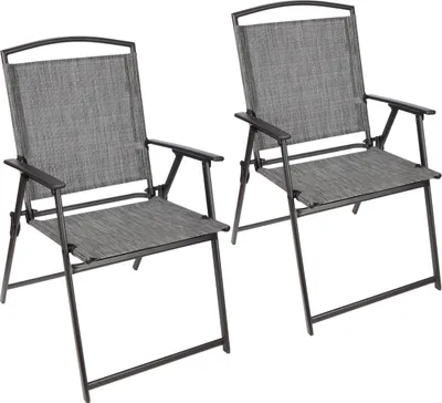 Produktbild von BRUBAKER Gartenstuhl Bergamo - Campingstuhl wetterfest - Balkonstuhl klappbar - Klappstuhl für Camping Garten Balkon, 2 Stühle, Grau