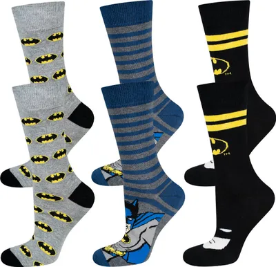 Produktbild von Set 3x Socken - Ideal für ein Geschenk - DC Comics Batman Motiv von SOXO - Herren - Baumwolle - Lustige und bunte - Größe: 40–45