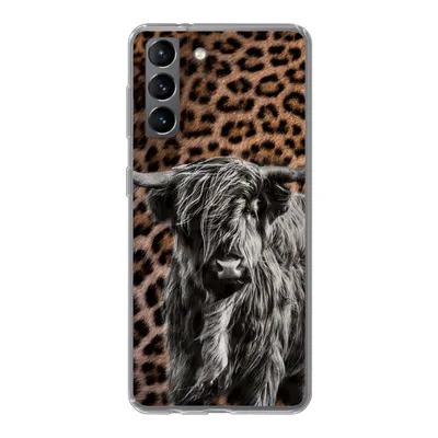 Produktbild von MuchoWow® Handyhülle Schutzhülle Hülle für Samsung Galaxy S21 Schottischer Highlander - Pantherdruck - Schwarz - Weiß Silikon Softcase Handy Hülle - Softcase