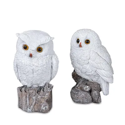 Produktbild von 2er Set Dekofiguren Schneeeulen WINTERZEIT H. 15cm weiß Formano W25