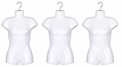 Zdjęcie produktu dla 3 szt. tułowia nastolatki 50 cm – tułów damski, biały, z tworzywa sztucznego, półfigurka – tułów dziewczęcy, półskorupa, manekin damski, z haczykiem, tułów dekoracyjny