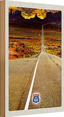 Produktbild von Holzschild Reise 20x30cm Amerika USA Route 66 Straße Gebirge