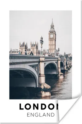 Produktbild von MuchoWow® Poster London - England - Brücke 80x120 cm - Papierdruck