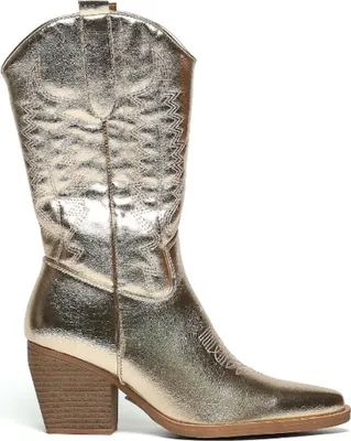 Produktbild von Cowboylaarzen Goud Leatherlook Stiksels