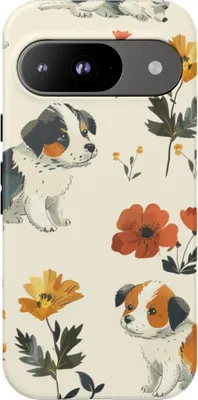 Produktbild von Niedliche Welpen und Blumenmuster – Hülle Kompatibel mit Google Pixel 9