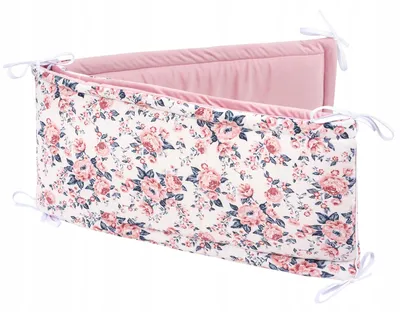 Obrázek produktu pro Jukki mantinel 210x30 cm do postýlky 140x70 – s úvazky – Roses & Smokey Pink Soft Velvet