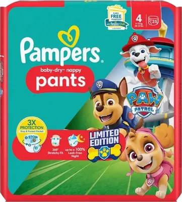 Obrázok produktu pre Pampers – Plienky – Plienky pre bábätká Paw Patrol Veľkosť 4 – 25 plienok – 1 kus