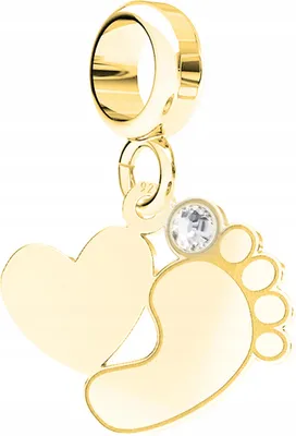 Produktbild von Charms Gold Herz mit Babyfuß Familie Silber 925