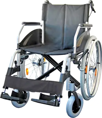 Produktbild von FabaCare Rollstuhl Lexis mit Trommelbremse, Standardrollstuhl faltbar, Steckachse, Transportrollstuhl bis 130 kg, Sitzbreite 51 cm