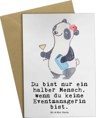 Produktbild von Mr. & Mrs. Panda neujahrskarte Eventmanagerin Herz - Weiß - Geschenk, einladungskarten, Lustig, Beruf, Glückwunschkarte, glückwunschkarten, hochzeitskarten, Spruch