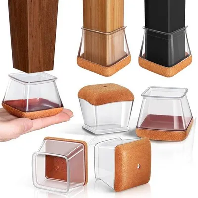 Image de Coussinets de protection pour pieds de meubles, transparents, lot de 4