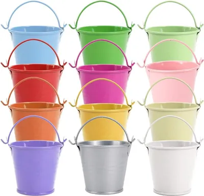 Image de Lot de 12 pots de fleurs suspendus en métal de 6 cm - Pots de fleurs avec poignée amovible pour le balcon, le jardin et la décoration d'intérieur (12 couleurs)