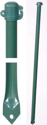 Produktbild von Gartenstab Pflanzstab Pfosten grün beschichtet Zaunpfosten Ø 16 mm mit Kappe und angespitztem Bodenstück 150 cm Länge