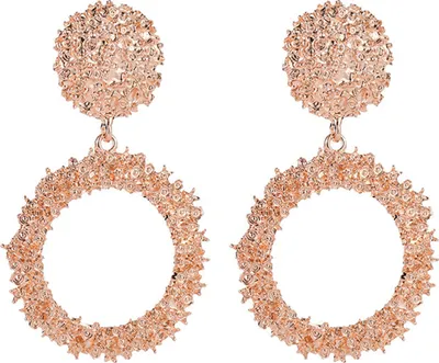 Produktbild von Paar geometrische Statement-Ohrringe im Vintage-Stil, funkelnde Legierung, großer hohler Ring, Creolen für Frauen und Mädchen, Mode-Accessoires, Geschenk