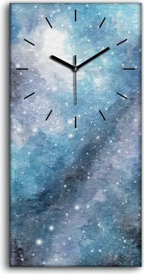 Produktbild von Wohnzimmer-Bild Leinwand Uhr 30x60 Gemälde Sterne am Nachthimmel der Galaxie - schwarze Hände