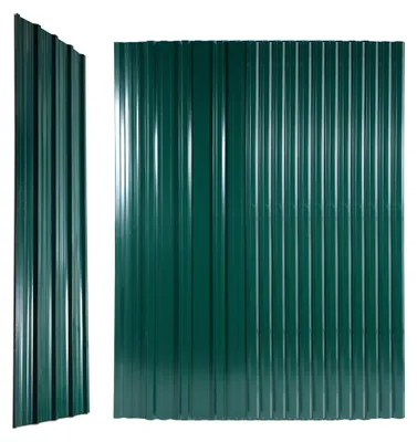 Image de Eikuavons, 36 pièces de tôle ondulée pour toiture, profilée, en métal, comprenant des gants de protection coupants, dimensions 129x46 cm, épaisseur 0,25 mm, surface de 21 m², couleur verte
