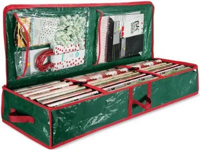 Produktbild von Staubdichte 103x36x15 cm Aufbewahrungstasche für Weihnachtsdeko und Geschenkpapier aus Oxford-Gewebe mit Reißverschluss - WRAPINGPRO
