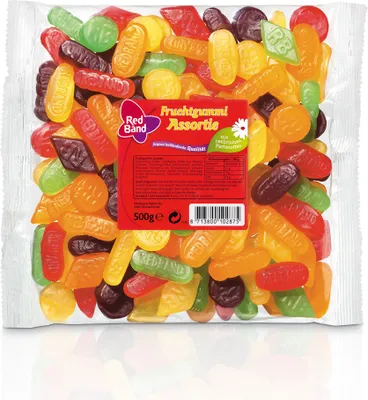 Produktbild von Red Band Fruchtgummi Assortie buntes Englisches Weingummi 500g