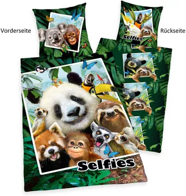 Zdjęcie produktu dla Jeden rozmiar dla wszystkich|Selfies Jungle zestaw pościeli 135 x 200 cm + 80 x 80 cm 4420406050