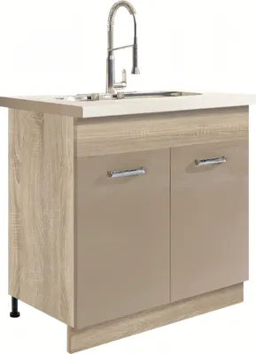 Productafbeelding van Spoelbakonderkast - PREMIO 12D - spoelbakonderkast 80 cm, beige hoogglans