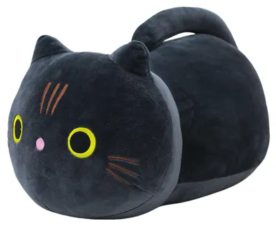 Produktbild von Plüsch-Maskottchen Kuscheltier Katze mit langem Schwanz Schwarz 40cm