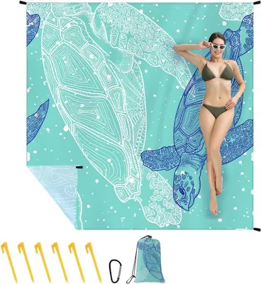 Produktbild von Strandmatte 210 x 200 cm, wasserdicht, sandabweisend, Picknickdecke für Strand, Camping, Wandern, Picknicks